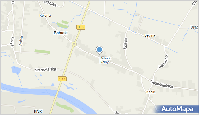 Bobrek gmina Chełmek, Nadwiślańska, mapa Bobrek gmina Chełmek