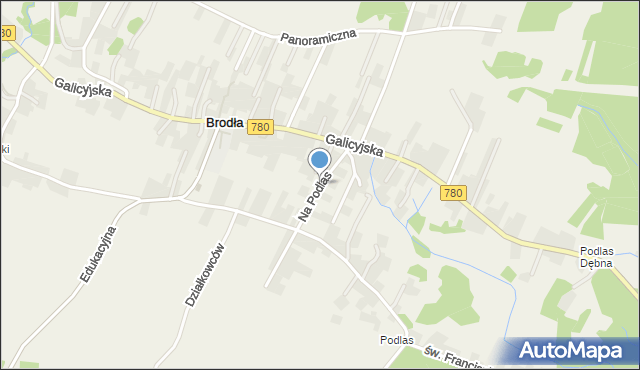 Brodła, Na Podlas, mapa Brodła