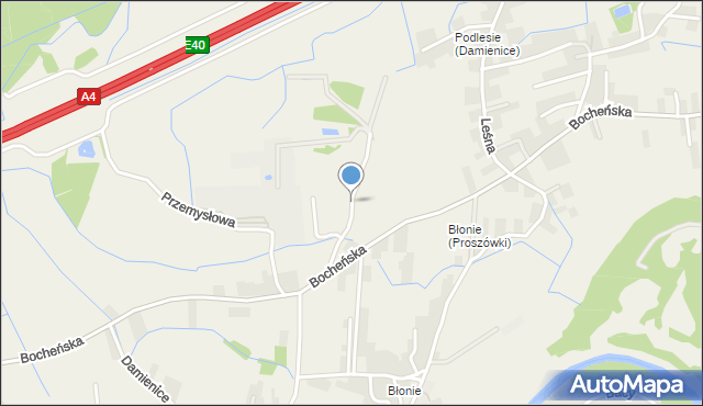 Damienice, Na Stadion, mapa Damienice