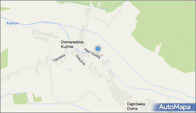 Domaradzka Kuźnia, Nad Rzeką, mapa Domaradzka Kuźnia