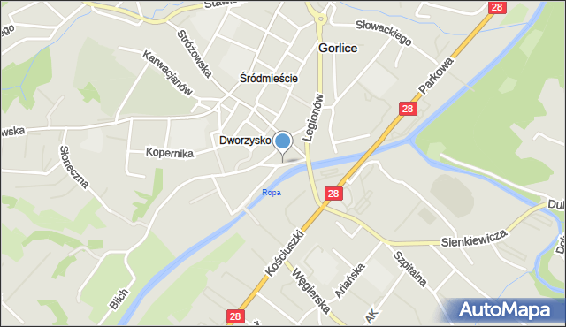 Gorlice, Nadbrzeżna, mapa Gorlic