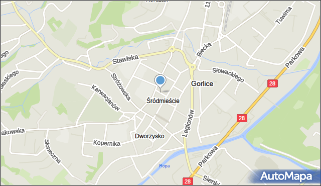 Gorlice, Narutowicza Gabriela, mapa Gorlic