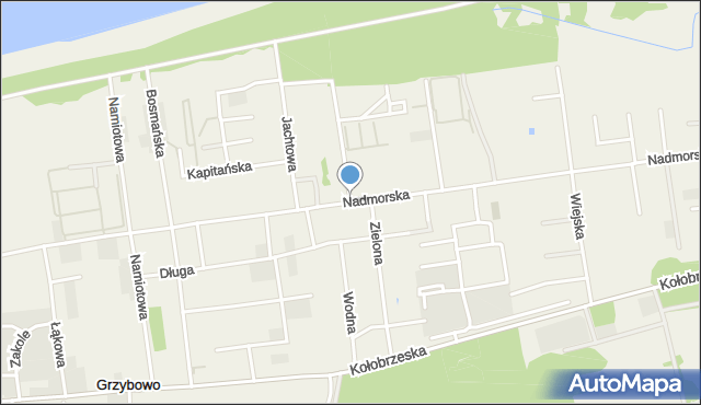 Grzybowo gmina Kołobrzeg, Nadmorska, mapa Grzybowo gmina Kołobrzeg