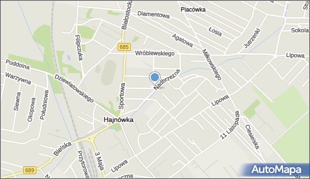 Hajnówka, Nadbrzeżna, mapa Hajnówka