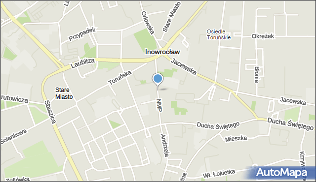 Inowrocław, Najświętszej Marii Panny, mapa Inowrocławia
