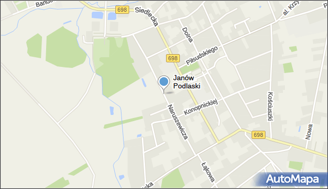 Janów Podlaski, Naruszewicza Adama, mapa Janów Podlaski