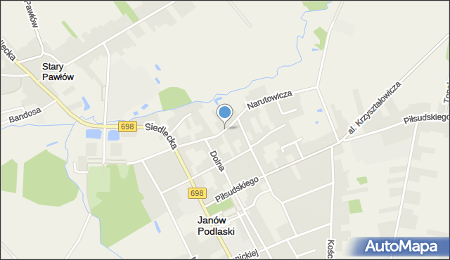 Janów Podlaski, Narutowicza Gabriela, mapa Janów Podlaski