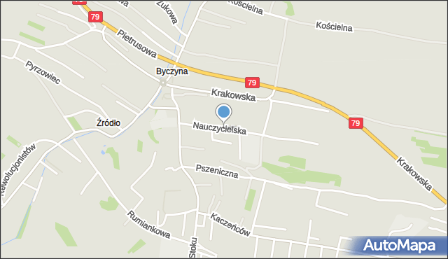 Jaworzno, Nauczycielska, mapa Jaworzno