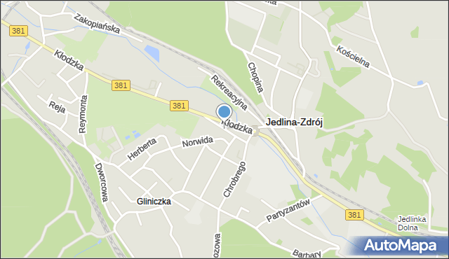 Jedlina-Zdrój, Narutowicza Gabriela, mapa Jedlina-Zdrój