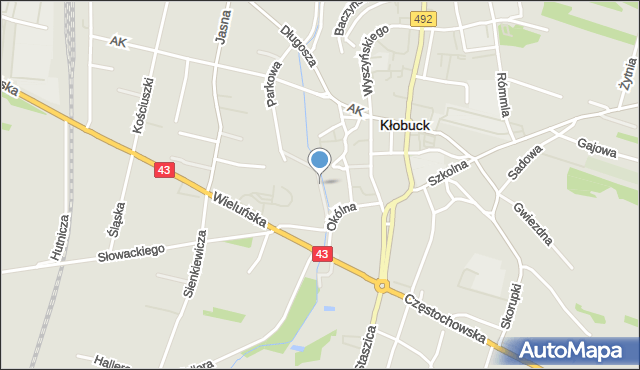 Kłobuck, Nadrzeczna, mapa Kłobuck