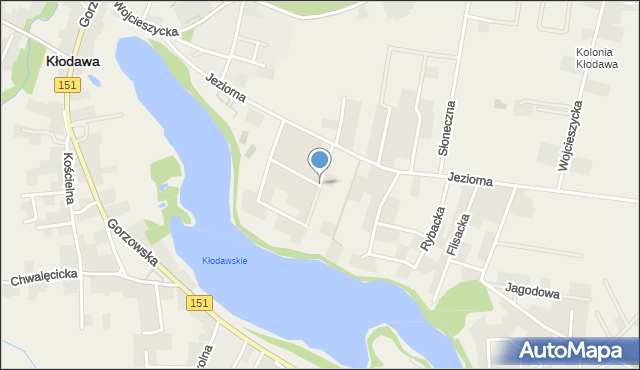 Kłodawa powiat gorzowski, Nadbrzeżna, mapa Kłodawa powiat gorzowski