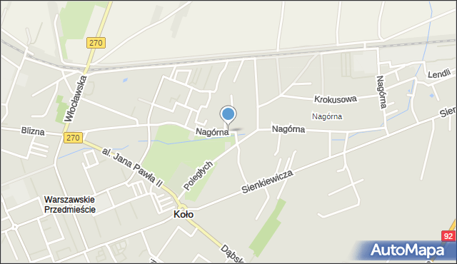 Koło, Nagórna, mapa Koło