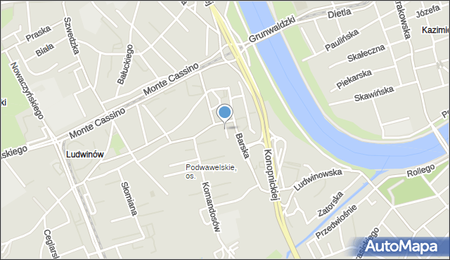 Kraków, Na Ustroniu, mapa Krakowa