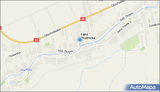 Łąka Prudnicka, Nad Złotym Potokiem, mapa Łąka Prudnicka