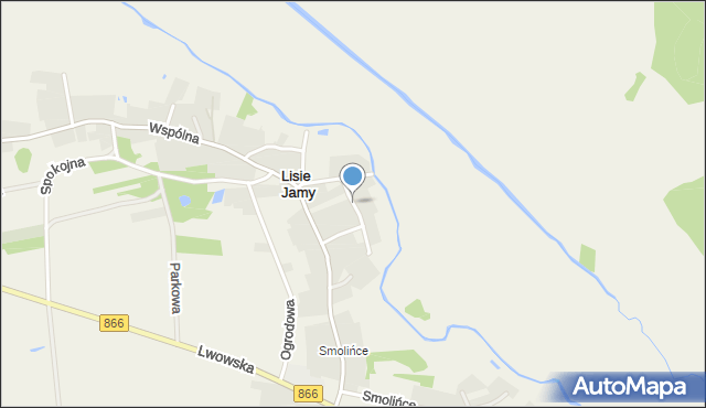 Lisie Jamy gmina Lubaczów, Nadrzeczna, mapa Lisie Jamy gmina Lubaczów
