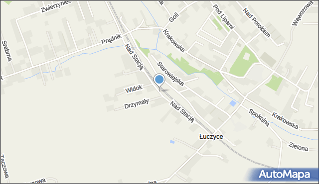 Łuczyce gmina Kocmyrzów-Luborzyca, Nad Stacją, mapa Łuczyce gmina Kocmyrzów-Luborzyca