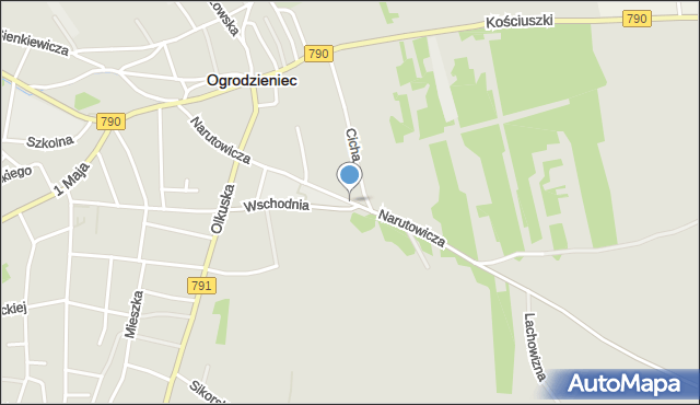 Ogrodzieniec powiat zawierciański, Narutowicza Gabriela, mapa Ogrodzieniec powiat zawierciański