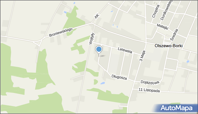 Olszewo-Borki, Narutowicza Gabriela, mapa Olszewo-Borki