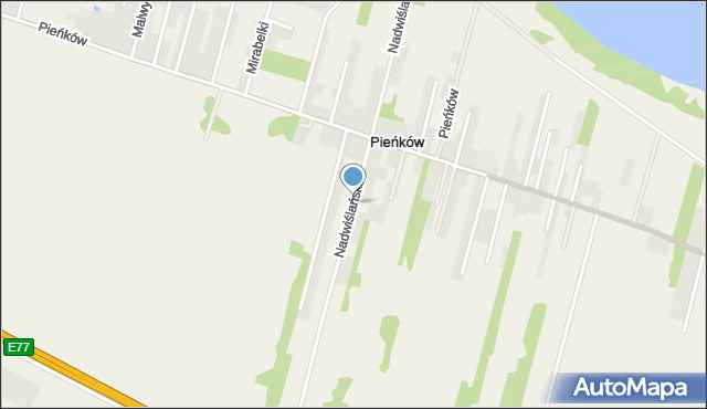 Pieńków, Nadwiślańska, mapa Pieńków