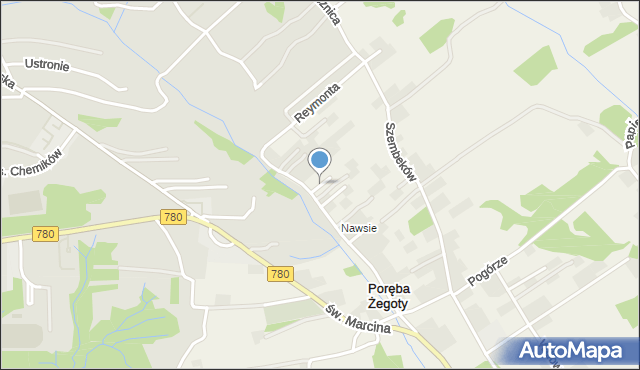 Poręba Żegoty, Na Wzgórzu, mapa Poręba Żegoty
