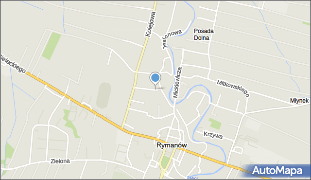 Rymanów, Nadbrzeżna, mapa Rymanów