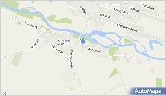 Strzegowo powiat mławski, Nadrzeczna, mapa Strzegowo powiat mławski