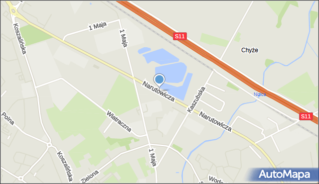Szczecinek, Narutowicza Gabriela, mapa Szczecinek