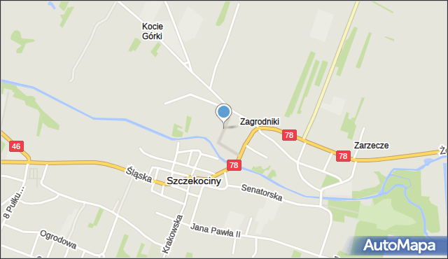 Szczekociny, Nadrzeczna, mapa Szczekociny