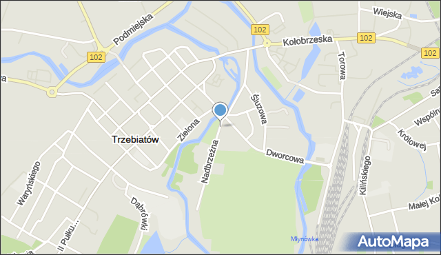 Trzebiatów powiat gryficki, Nadbrzeżna, mapa Trzebiatów powiat gryficki