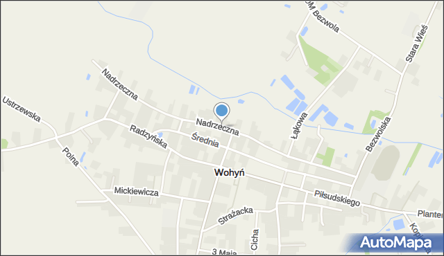 Wohyń, Nadrzeczna, mapa Wohyń