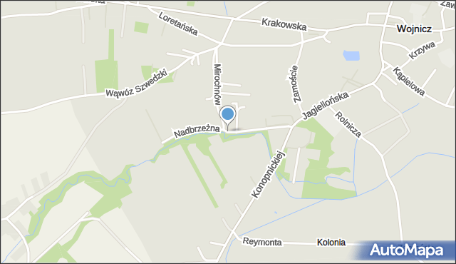 Wojnicz, Nadbrzeżna, mapa Wojnicz