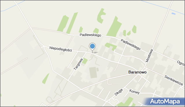 Baranowo powiat ostrołęcki, Niepodległości, mapa Baranowo powiat ostrołęcki
