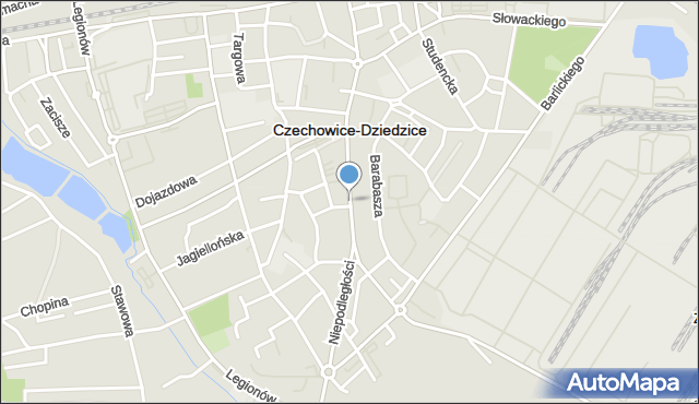 Czechowice-Dziedzice, Niepodległości, mapa Czechowic-Dziedzic