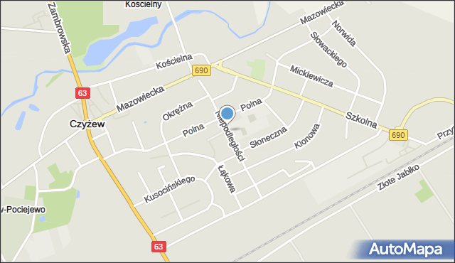 Czyżew powiat wysokomazowiecki, Niepodległości, mapa Czyżew powiat wysokomazowiecki