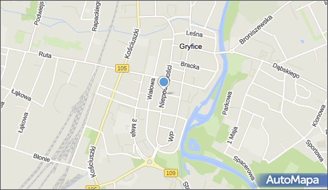Gryfice, Niepodległości, mapa Gryfice