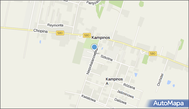 Kampinos, Niepokalanowska, mapa Kampinos
