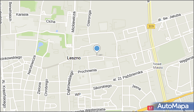 Leszno, Niepodległości, mapa Leszno