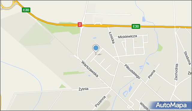 Międzyrzec Podlaski, Niewęgłowskiego Piotra, mapa Międzyrzec Podlaski