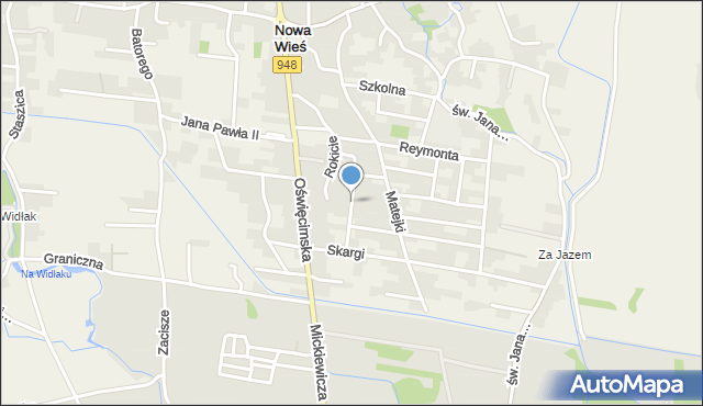 Nowa Wieś gmina Kęty, Niemcewicza Juliana Ursyna, mapa Nowa Wieś gmina Kęty