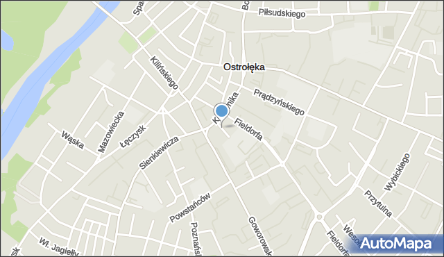 Ostrołęka, Niewiarowskiego Józefa, mapa Ostrołęka