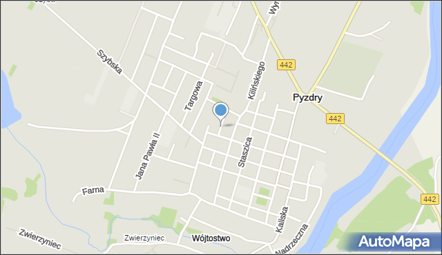 Pyzdry, Niecała, mapa Pyzdry