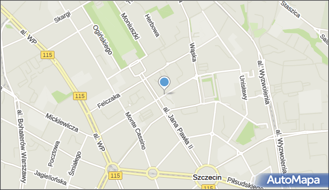 Szczecin, Niedziałkowskiego Mieczysława, mapa Szczecina