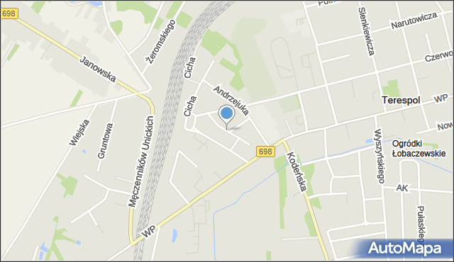 Terespol powiat bialski, Niemcewicza Juliana Ursyna, mapa Terespol powiat bialski
