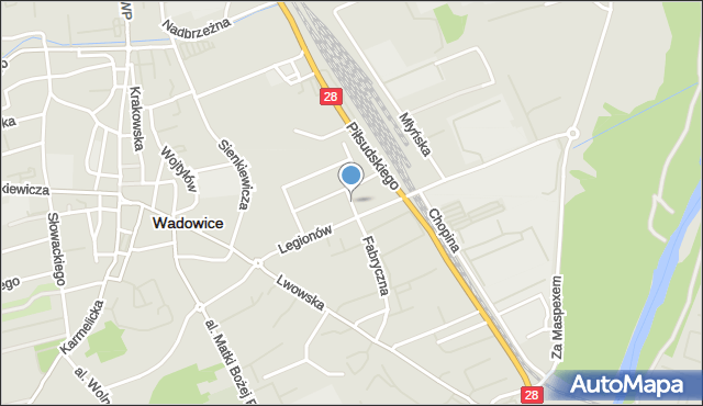 Wadowice, Niecała, mapa Wadowice