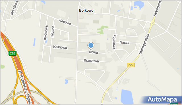 Borkowo gmina Pruszcz Gdański, Nowa, mapa Borkowo gmina Pruszcz Gdański