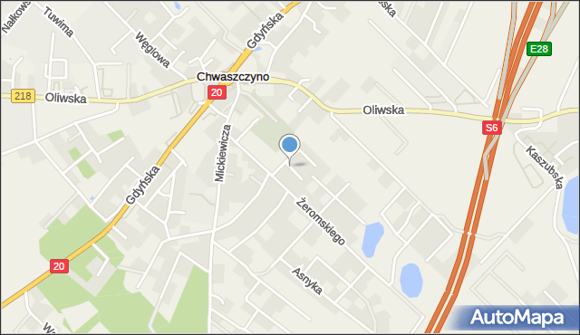 Chwaszczyno, Norwida Cypriana Kamila, mapa Chwaszczyno