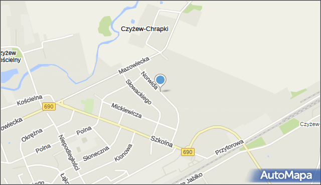 Czyżew powiat wysokomazowiecki, Norwida Cypriana Kamila, mapa Czyżew powiat wysokomazowiecki