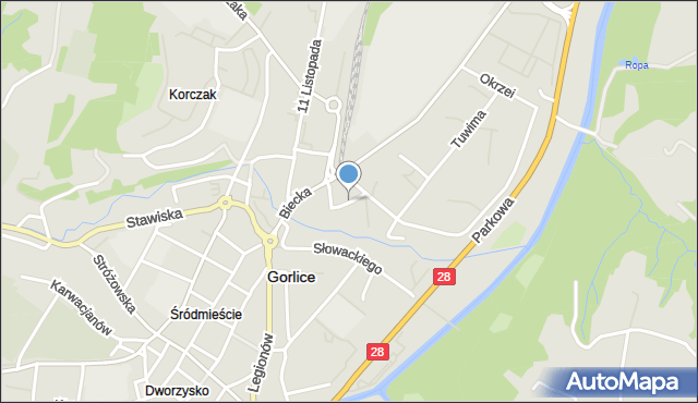 Gorlice, Norwida Cypriana Kamila, mapa Gorlic