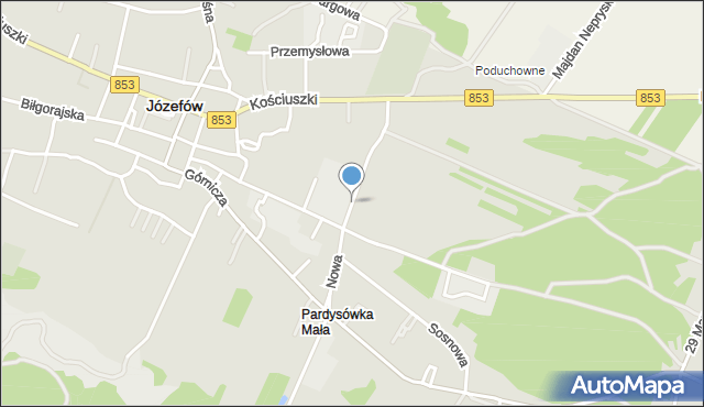 Józefów powiat biłgorajski, Nowa, mapa Józefów powiat biłgorajski