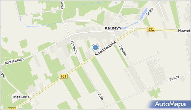 Kałuszyn gmina Wieliszew, Nowodworska, mapa Kałuszyn gmina Wieliszew